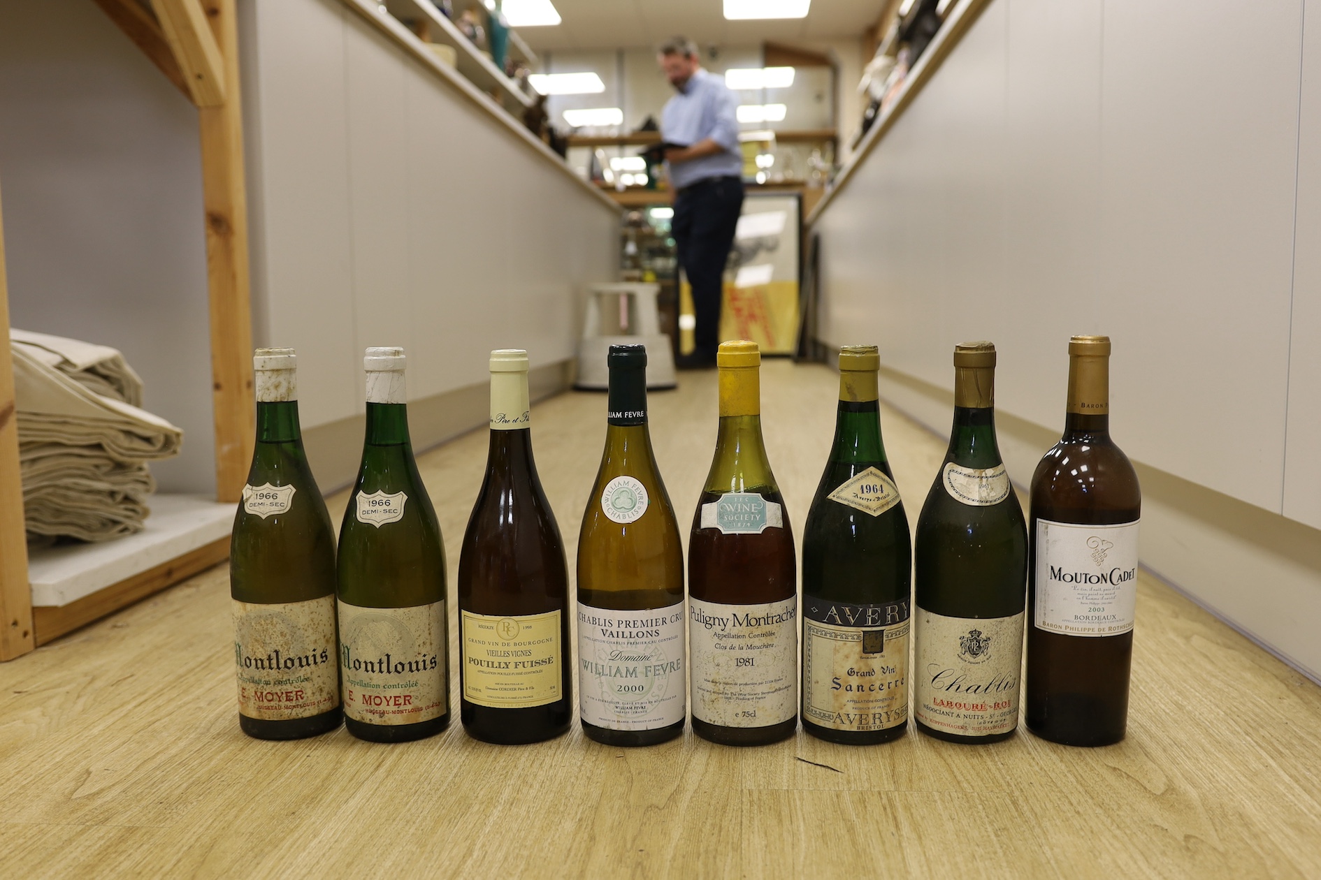 Six bottles of mixed wine to include Bordeaux, Sancerre, Chablis, Puissé, dates vary 1961-2003